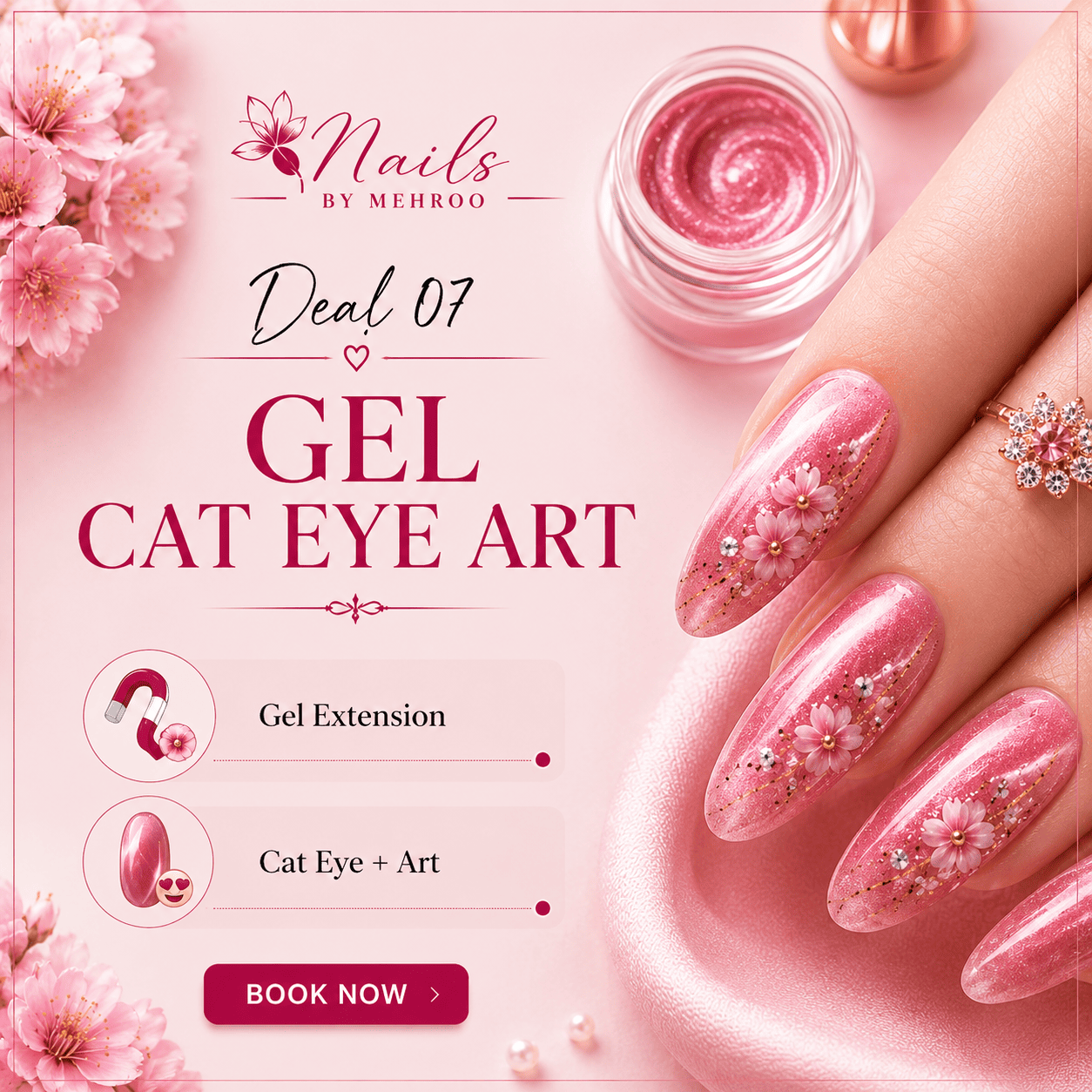 Gel cat eye art nails by Mehroo